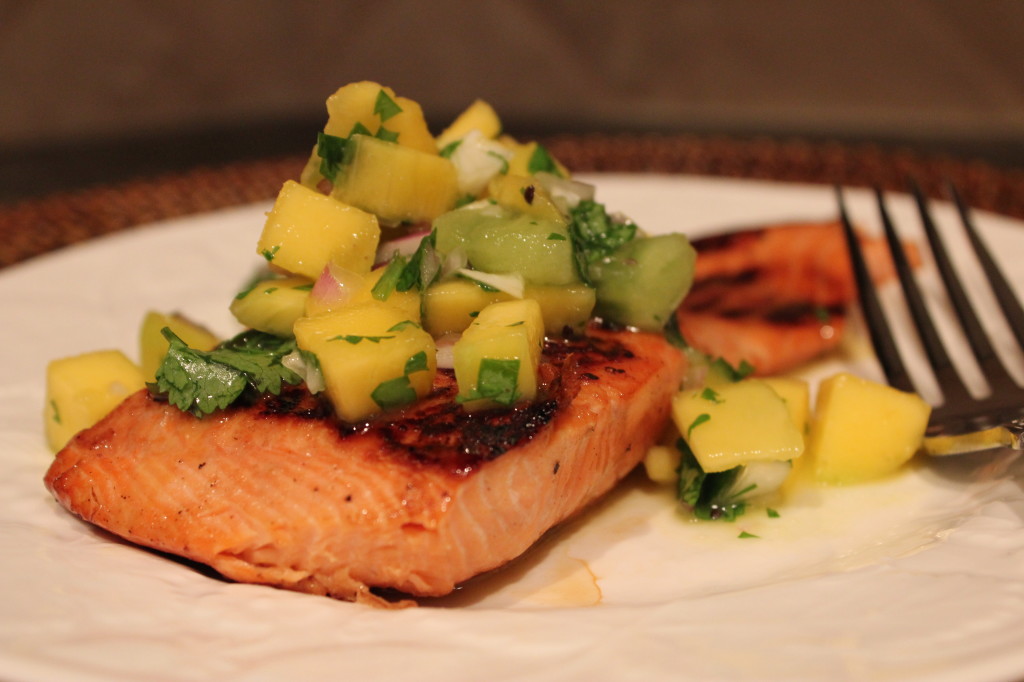 Marinated Salmon with Mango-Kiwi Relish