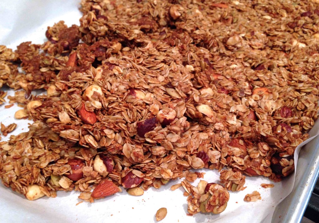 cherry and hazelnut granola with clusters
