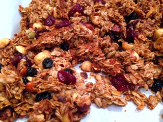 cherry and hazelnut granola with clusters
