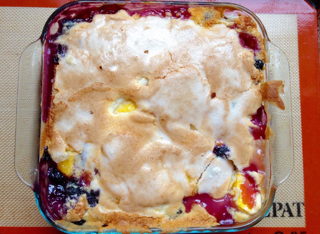 peach and blueberry cobbler